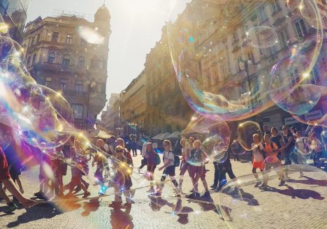 Image of street scene with bubbles